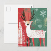Postale Carte de voeux Festive Reindeer de Noël (Devant / Derrière)