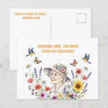 Carte de voeux florale de grand-mère