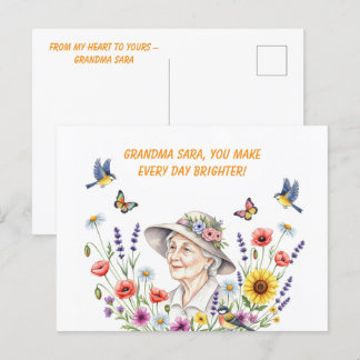 Postale Carte de voeux florale de grand-mère