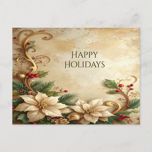 Postale Carte de vœux florale de Noël (Devant)
