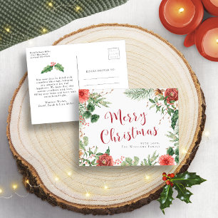 Postale Carte de vœux florale de Noël