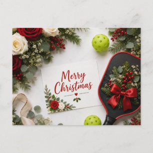 Postale Carte de vœux florale de Noël Pickleball