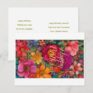 Postale Carte de vœux florale Joyeux Anniversaire - Dispon