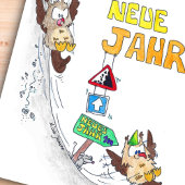 Postale Carte de vœux GUTEN RUTSCH pour le Nouvel An allem