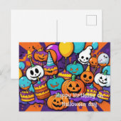 Postale Carte de vœux Halloween & anniversaire (Devant / Derrière)