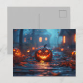 Postale Carte de voeux Halloween citrouille déplaisant (Devant / Derrière)