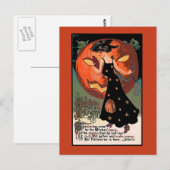 Postale Carte de vœux Halloween Danse de sorcières (Devant / Derrière)