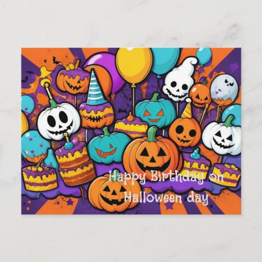 Postale Carte de vœux Halloween et anniversaire (Devant)