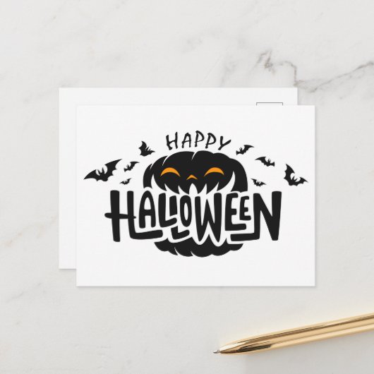 Postale Carte de vœux Halloween joyeux (Devant/Arrière en situation)