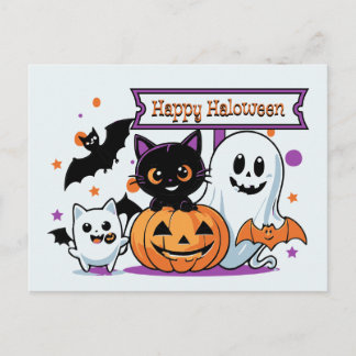 Postale Carte de vœux Halloween mignonne et effrayante