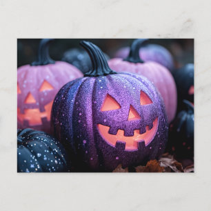 Postale Carte de voeux Halloween Parties scintillant noire