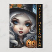 Postale Carte de vœux Halloween Sorcière avec citrouille s (Devant)