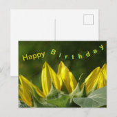 Postale Carte de vœux Joyeux Anniversaire Tournesol (Devant / Derrière)