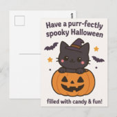 Postale Carte de voeux Kawaii Black Cat Halloween (Devant / Derrière)