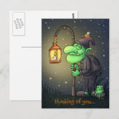 Postale carte de voeux lampe-gnome (Devant / Derrière)