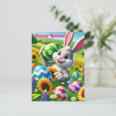 Postale Carte de vœux « Lapin de Pâques » joyeuse (Debout devant)