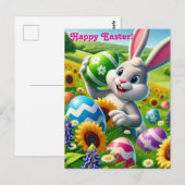 Postale Carte de vœux « Lapin de Pâques » joyeuse (Devant / Derrière)