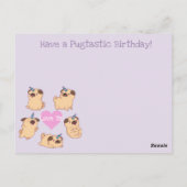 Postale Carte de vœux licorne pug d'anniversaire (Dos)