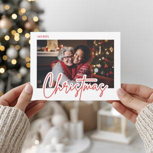 Postale Carte de vœux moderne avec écriture rouge Joyeux N