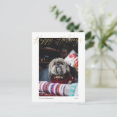 Postale Carte de vœux moderne en calligraphie dorée pour l (Debout devant)