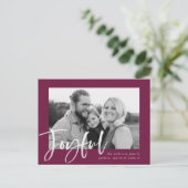 Postale Carte de voeux moderne Joyeuse écriture violette (Debout devant)