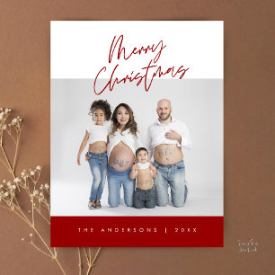Postale Carte de vœux moderne, photo de famille Joyeux Noë