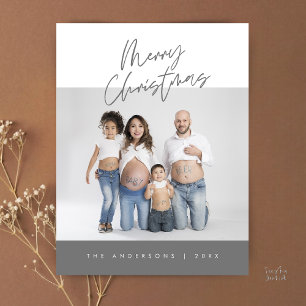Postale Carte de vœux moderne, photo de famille Joyeux Noë