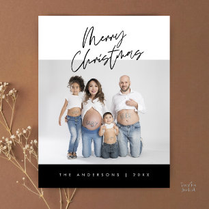 Postale Carte de vœux moderne, photo de famille Joyeux Noë