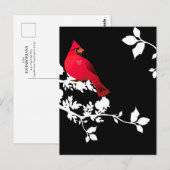 Postale Carte de vœux moderne rouge cardinal noir et blanc (Devant / Derrière)