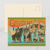 Postale Carte de vœux Montagnes Blanches Rétro (Devant / Derrière)