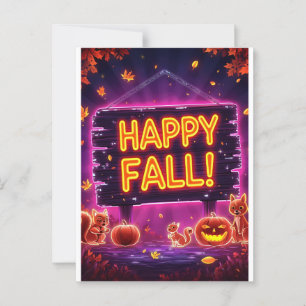 Postale Carte de voeux Neon Automne 5x7 - Joyeuses feuille
