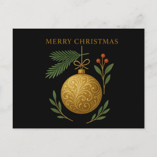 Postale Carte de vœux noire - Ornement doré Joyeux Noël