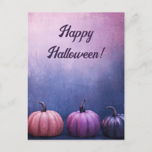 Postale Carte de voeux parties scintillant Citrouilles Hal