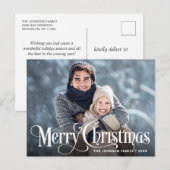 Postale Carte de vœux photo de Noël moderne Joyeux Noël (Devant / Derrière)