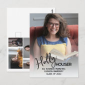 Postale Carte de voeux photo de remise de diplômes Script  (Devant / Derrière)