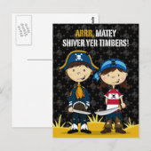 Postale Carte de voeux Pirates mignonnes (Devant / Derrière)