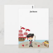 Postale Carte de vœux plate Pirate Mignon (Devant / Derrière)