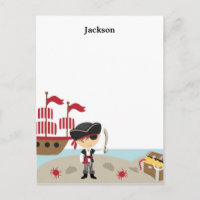 Carte de vœux plate Pirate Mignon