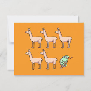 Postale Carte de voeux pliée Llama Chameleon