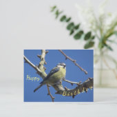 Postale Carte de voeux pour anniversaire avec petit oiseau (Debout devant)