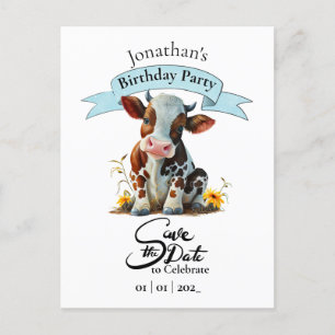 Postale Carte de vœux pour l'anniversaire d'un garçon vach