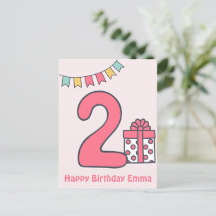 Postale Carte de vœux pour le 2ème anniversaire de jolis e