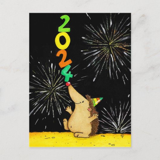 Postale Carte de vœux pour le Nouvel An 2024 (Devant)