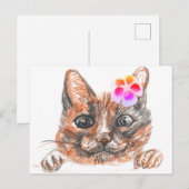 Postale Carte de voeux pour le printemps du chat (Devant / Derrière)