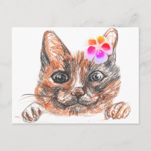 Postale Carte de voeux pour le printemps du chat (Devant)