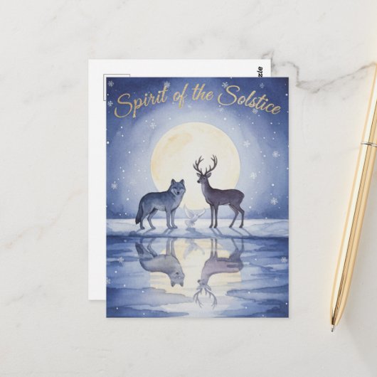 Postale Carte de vœux pour le solstice d'hiver (Devant/Arrière en situation)