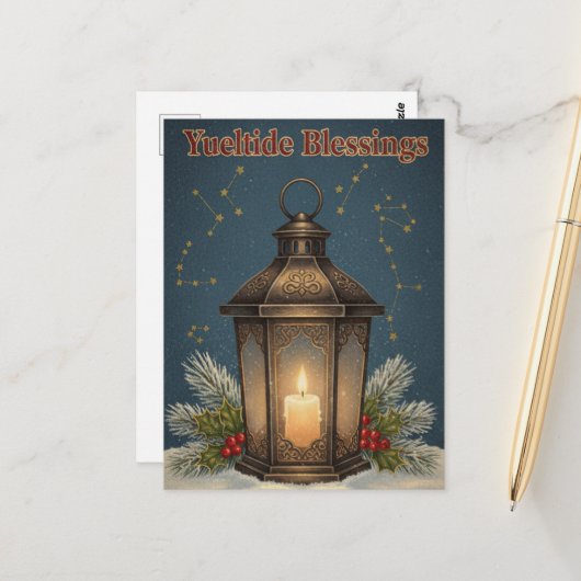 Postale Carte de vœux pour le solstice d'hiver (Devant/Arrière en situation)