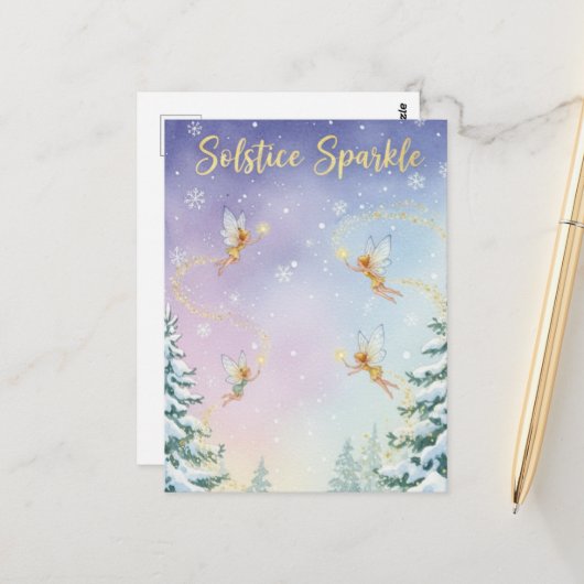 Postale Carte de vœux pour le solstice d'hiver (Devant/Arrière en situation)