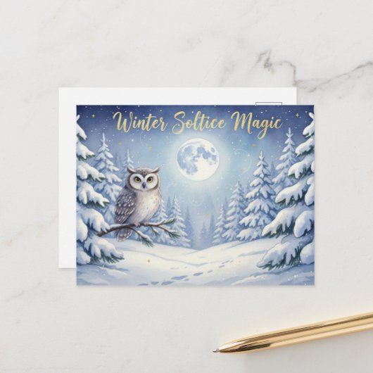 Postale Carte de voeux pour le solstice d'hiver (Devant/Arrière en situation)