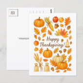 Postale Carte de vœux pour Thanksgiving (Devant / Derrière)